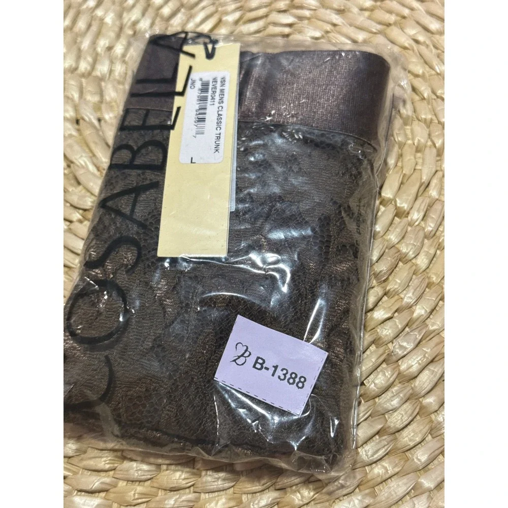 Cosabella Men's Luxury Brown Lace Boxer Classic Trunks Size L NWT
